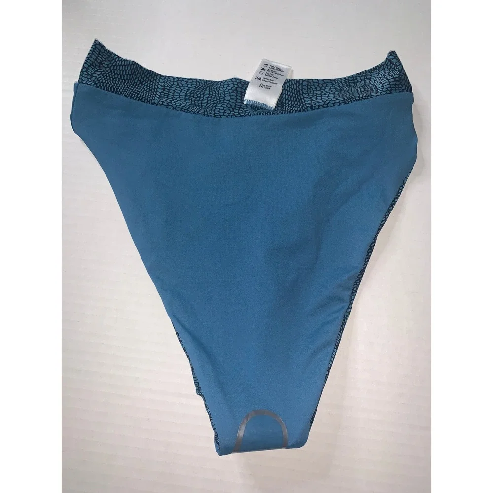 L SPACE High Waisted Bikini Bottoms Blue Black Snake Print‎ S P